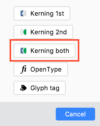 Add a both-sided kerning class in Classes panel