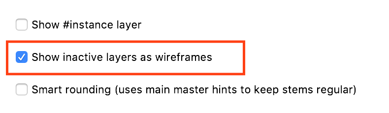 Preference that lets you view visible masters as wireframes