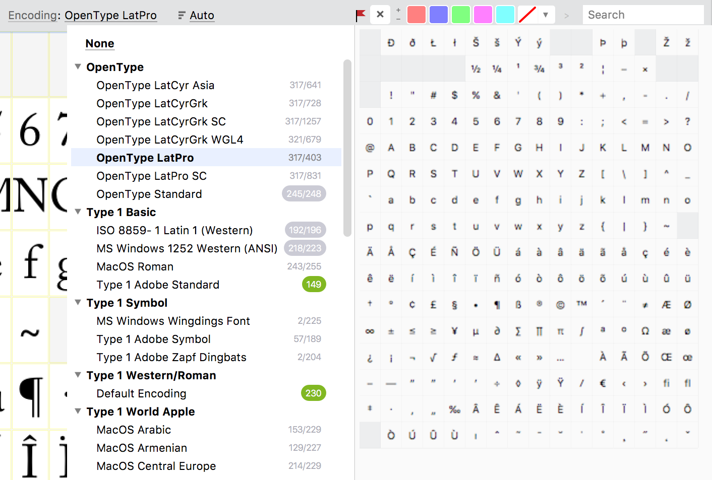 font glyph viewer windows