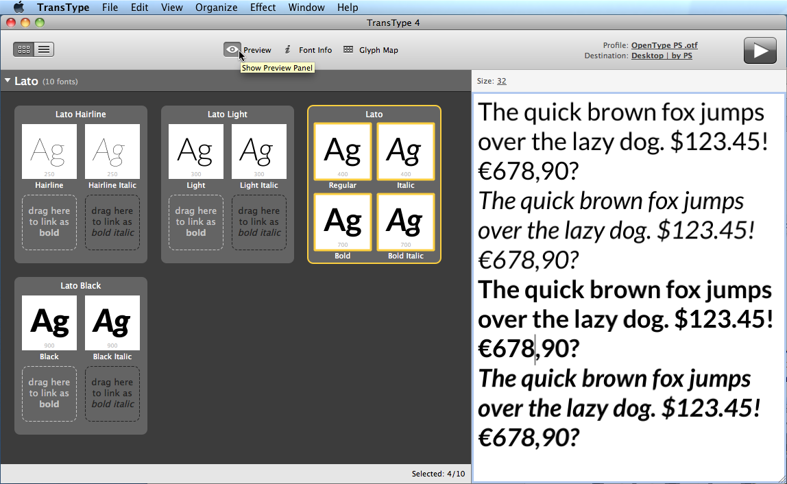 previewing fonts